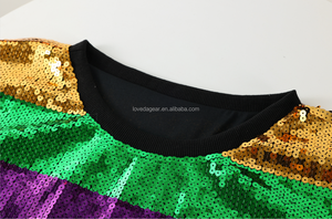 Stock Party Dress <strong>Festival</strong> Celebration <strong>Shirt</strong> Crew Neck Sequin Purple Yellow Green <strong>T</strong> <strong>Shirt</strong> for Woman Mardi Gras Apparel Holiday - Product Image 3