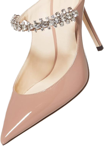 Sandales à talons pour femme en cuir verni avec strass et cristaux, légères et élégantes, à enfiler avec bride cheville - Product Image 5