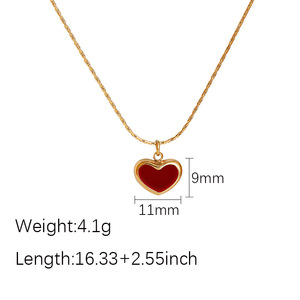 Kalung baja tahan karat berlapis emas antik mode kalung zirkon bulan hati Enamel kalung perhiasan berkelas - Product Image 4