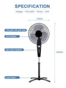Ventilateur sur pied de 16 pouces avec base croisée de 450 mm - Product Image 4
