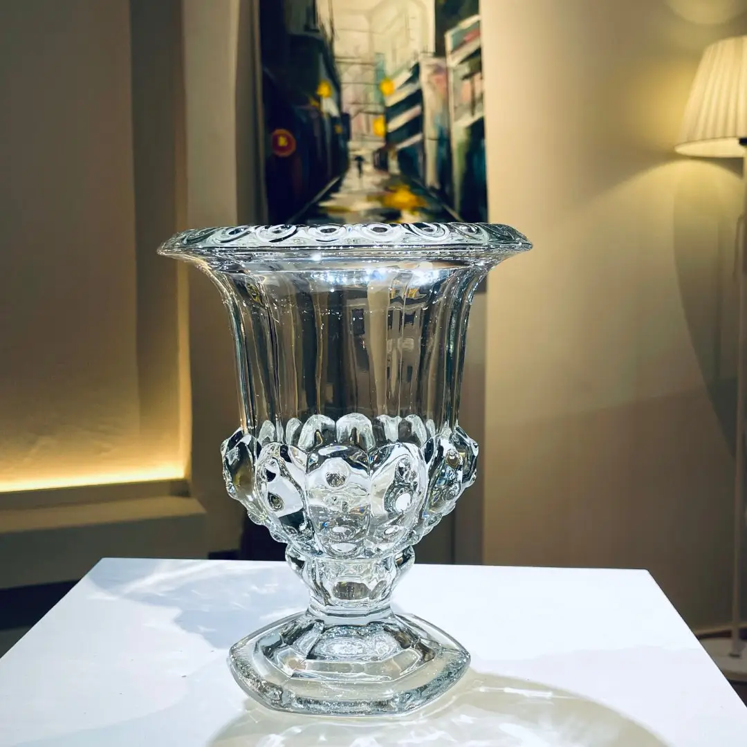 レトロクリエイティブライトラグジュアリークリスタルハイフットガラス花瓶ローマ風ランプ装飾フレンチライト高級花瓶装飾イタリア語
