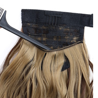 Perruque queue de cheval en fibre haute température pour femme, cheveux longs tressés à clipser, pour ondulations aquatiques bouclées, vente en gros transfrontalière