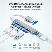 4 in 1 Multiport USB 3.0 Aluminum Alloy Hub Adapter 4 Ports USB 3.0 for Computer Data Transfer HUB Adapter Cable