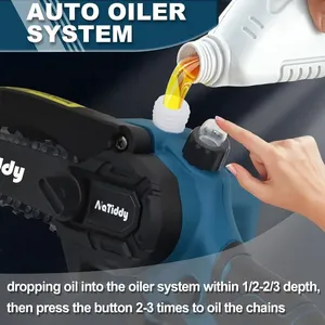 Mini Motosierra de 6 Pulgadas, Potente <span class=keywords><strong>Sierra</strong></span> Eléctrica Inalámbrica Recargable, Portátil, Alimentada por 2 Baterías de 21V para Cortar Madera - Product Image 3