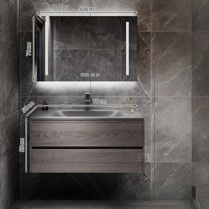 Modern luxury waterproof rock panel hot bending integrated basin all aluminum honeycomb aluminum bathroom cabinet - Product Image 5