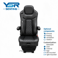 Siège conducteur de camion de luxe à suspension pneumatique en cuir PU imperméable, avec options de chauffage et de ventilation, sièges robustes