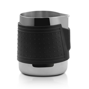 Pichet à café et lait en acier inoxydable noir de 350 ml avec couvercle en silicone résistant à la chaleur pour latte art - Product Image 1