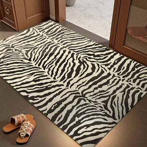 <span class=keywords><strong>Tapis</strong></span> d'intérieur en polyester pelucheux à imprimé zèbre, style moderne, marron, noir et or, pour salon - Vente en gros directe usine - Product Image 1