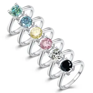 Соблюдения Оптовая Продажа 925 серебро CZ, h-образная галерея 6,5 мм 1 карат муассанит бриллиантовое кольцо для помолвки для женщин