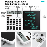 Calculatrice électronique à 12 chiffres avec tablette d'écriture LCD, tableau de dessin réutilisable, appareil portable pour prendre des notes pour l'école et le bureau