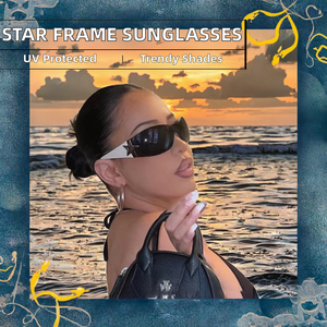 Gafas de Sol Creativas con Logotipo de Estrella de Cinco Puntas, Montura Integrada sin Marco, Nueva Tendencia, Lentes Ópticas UV400, Montura de PC - Product Image 3