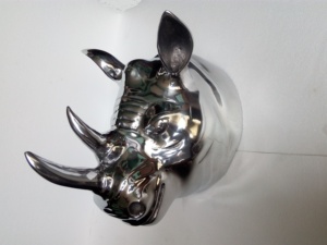 Cabeza de rinoceronte de montaje en pared, antigua - Product Image 6