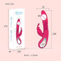 Vibromasseur à 12 vitesses avec fonction de vibration, de poussée et de chauffage, jouet de masturbation féminine, vibromasseur lapin pour point G avec fonction chauffante