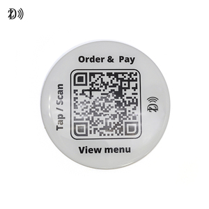Etiqueta de menú RFID con código <span class=keywords><strong>QR</strong></span> personalizado restaurante programable 13,56 MHz NTAG 213/215/216 código <span class=keywords><strong>QR</strong></span> escaneo NFC menú etiquetas de mesa - Product Image 3