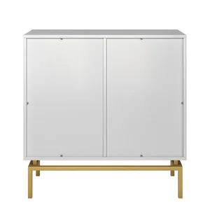 <span class=keywords><strong>Buffet</strong></span> de salon de style moderne du milieu du siècle, armoire haute en <span class=keywords><strong>bois</strong></span> avec base en métal, portes décoratives à motifs en relief - Product Image 5