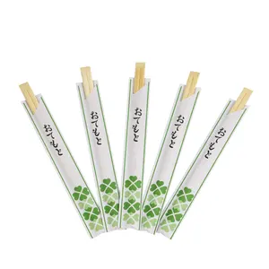 Üretici doğrudan toptan fiyat doğal renk bambu baskılı kağıt zarf ile tek kullanımlık yemek çubukları suşi