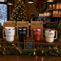 Kingze Tasses à café en acier inoxydable de 400ml gravées sur mesure Tasses à gobelets étanches avec poignée
