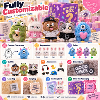 Porte-clés en peluche personnalisés en boîte mystère OEM ODM, mini animaux en peluche mignons, breloques de sac, vente en gros pour les boutiques de cadeaux et les marques de détail