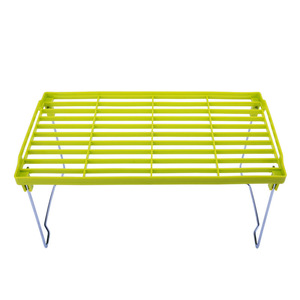 Folding Storage <b>Rack</b> Plastic Shelf 2 Tier <b>Kitchen</b> Bathroom Organizer Stackable Desktop Holder Red And Green Color - Product Image 2