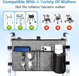Dropshipping pour sac de rangement Walker, sac latéral pliable pour <span class=keywords><strong>fauteuil</strong></span> <span class=keywords><strong>roulant</strong></span>, grande capacité, modèle portable détachable - Product Image 6