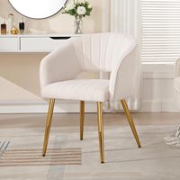Ensemble de chaises de bureau ergonomiques modernes en velours, pieds en métal doré, chaise de coiffeuse rembourrée, chaise d'appoint sans accoudoirs pour le salon
