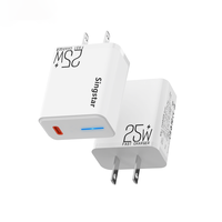 Adaptateur de voyage Singstar Super Rapide LED 25W Type C QC3.0 Sortie 5V pour téléphones mobiles et tablettes Samsung US/EU/UK