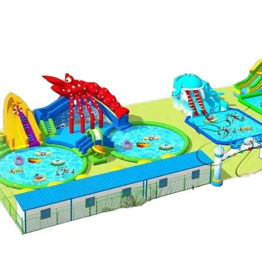 Biggest Inflatable Water Slide For Land Water Park,Kids Pool Park