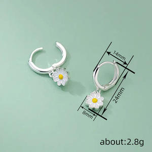 Pendientes colgantes de flores de oro blanco Moussiercoco para mujer, joyería bonita de moda E4145 - Product Image 6