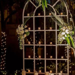 Metal <b>Candle</b> Wall Photo Background Golden Background Frame <b>Wedding</b> Stage Background - Product Image 3