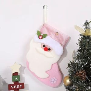 Christmas Velvet & Burlap Stockings <b>Xmas</b> Tree Hanging Ornament Gift <b>Bags</b> Candy Pouches for Kids Holiday Party Decorations - Product Image 3
