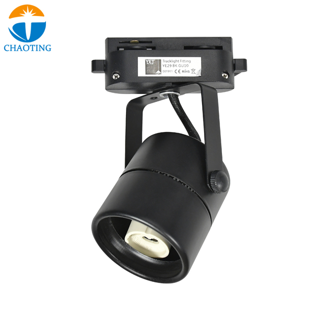 LED Track Head Black Adjustable LED Track Lights GU10 MR16 Lamp Base Socket Replaceable Light Source Track Light Bracket Housing