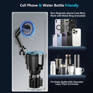 WOHEFU manyetik araba bardak tutucu katlanır içecek depolama raf genişletilebilir baz 2 1 araba fincan manyetik telefon dağı tutucu - Product Image 3