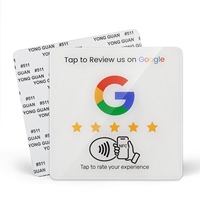 Plaque de table en acrylique NFC, carte d'avis Google, panneau de commande tactile par téléphone avec puce NTAG215