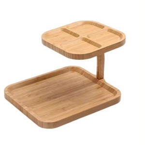 Support de rangement de table en bois double couche Plateau à dessert multicouche avec support amovible pour le service de gâteaux Support pour cupcakes - Product Image 2