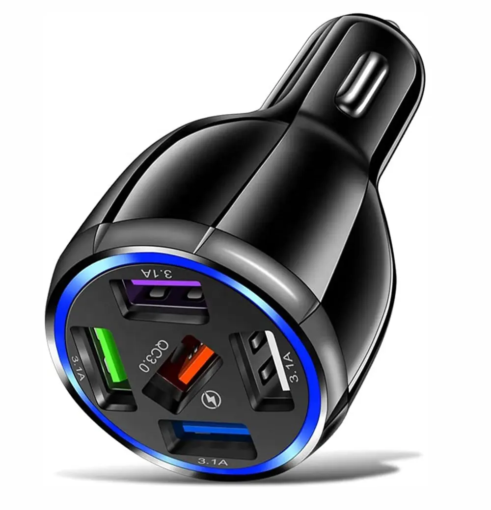 5 Ports Universal USB Car Charger Adapter Multi-Protection Quick Charge 3.0 USB Car Cigarette Adapter Socket Charger Plug
