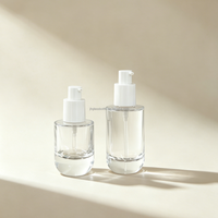 Penjualan Panas Kemasan Kosmetik Botol Semprot Losion Kaca Buram 30ml 50ml dengan Tutup Bambu