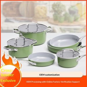Ensemble d'ustensiles de cuisine antiadhésifs : poêle à frire, marmite, <span class=keywords><strong>casserole</strong></span> à lait, fond en céramique antiadhésif, couvercle en verre, <span class=keywords><strong>kit</strong></span> en aluminium moulé sous pression - Product Image 4