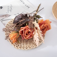 CF01233 fleur artificielle conservée de haute qualité, Bouquet Vintage de Rose brûlée à sec pour la maison, la fête, la décoration de mariage, bouquet de mariée