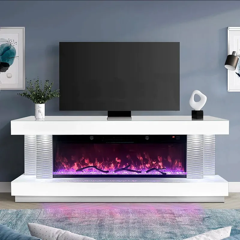 Living Room Furniture Tv Cabinet Television With electric Fireplace Multipl Color Flames