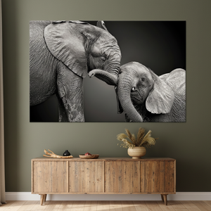 Elephant Mom and Baby Art Deco Panel Printed <b>Canvas</b> Nursery <b>Wall</b> Art Hanging Wrapped <b>Canvas</b> - Product Image 3