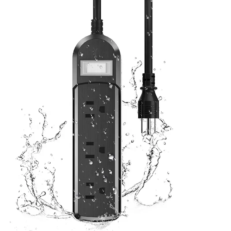 Waterproof surge protector with 6 ft extension cord and 3 wide socketsrotating power strip surge protector for Christmas lights