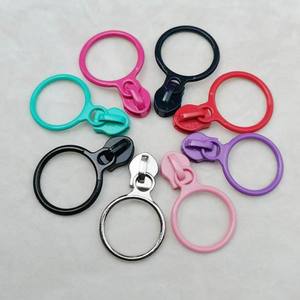 No.3 & No.5 Nylon kéo đầu ngón tay vòng tròn kéo thẻ đặc biệt kẹo màu kim loại kéo đầu bán buôn dây kéo thanh trượt cho bút chì - Product Image 3