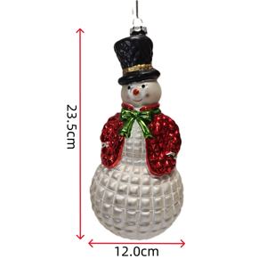 زينة عيد الميلاد المفضلة على شكل رجل ثلج زجاجي كامل الجسم متعدد الألوان للتعليق، ديكور للعطلات وهدية - Product Image 2