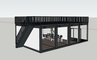 Conteneur plat de style moderne de haute qualité, installation rapide, contenant plat prédécoupé, construction de restaurant avec terrasse, offre spéciale
