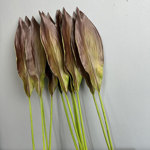 Feuilles d'<span class=keywords><strong>Aspidistra</strong></span> artificielles au toucher réel en PU, haute simulation, pour arrangements floraux et verdure de mariage - Product Image 1