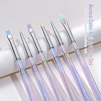 Set Kuas Nail Art Aurora, Set Lengkap Pena Lukis Garis, Pena Lukis Gradasi, Pena Lukis Bunga, Pena Terapi Cahaya Khusus, Alat Kuas