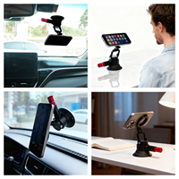 Support magnétique de voiture en aluminium de qualité industrielle avec ventouse - 3 pouces, hauteur réglable et flexible pour caméra/caméra d'action/téléphone