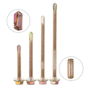 Tornillos de perforación autoperforantes, cabeza de arandela de goma hexagonal M12, Metal SS316, tornillos autorroscantes de perforación de acero inoxidable