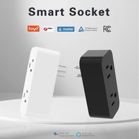 Enchufe Inteligente WiFi Tuya Multiestándar FCC de 15A, Material de PC, Control de Energía Inteligente, 2 Tomas, Uso Industrial, Mini Enchufe