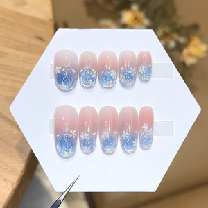 Ongles artificiels de haute qualité style printemps-<span class=keywords><strong>été</strong></span> avec motif œil de chat et étoile, réutilisables, à presser, vente en gros - Product Image 2